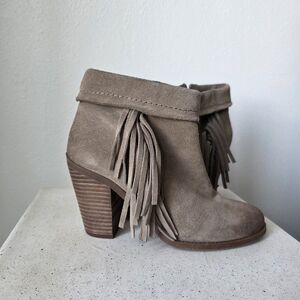 Jessica Simpson Taupe  Fringe Ankle Booties
